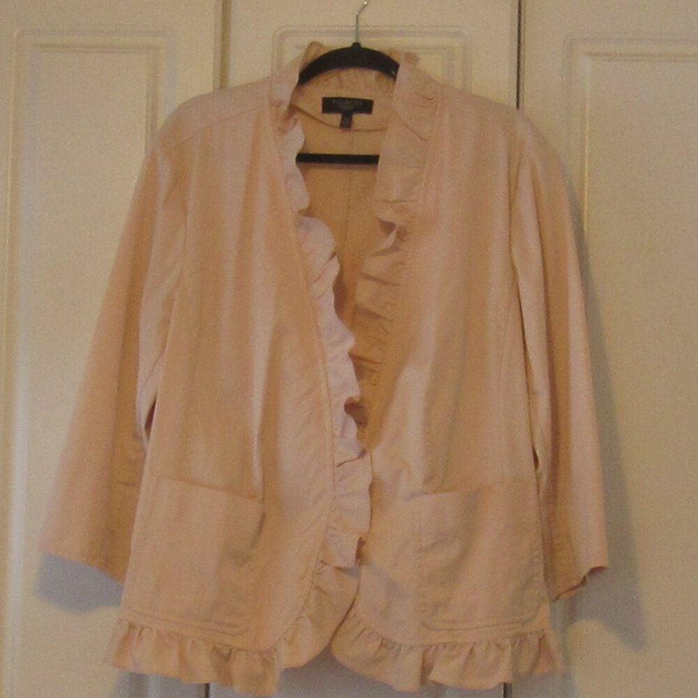 Talbots Soft Pink Ruffled Blazer, Size 18W, Cotton / Spandex Blend,         P227